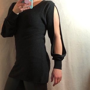 Orb Life charcoal cold shoulder long sweater